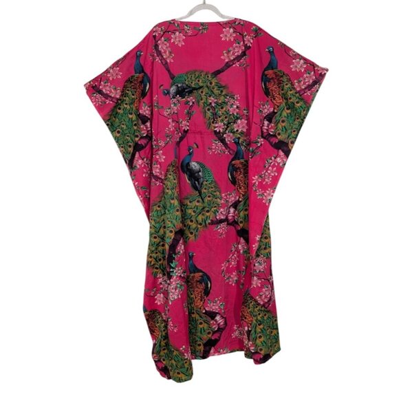 American Leisure Peacock Muumuu Womens Free Size Pink Lightweight Oversized - Picture 9 of 11
